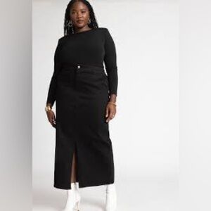 Eloquii black denim maxi skirt